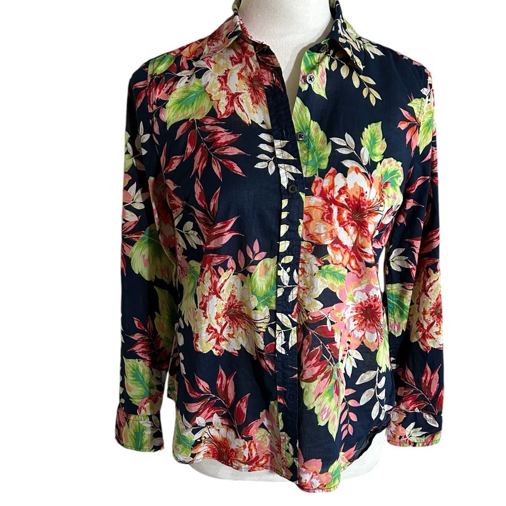 A pretty Talbots shirt in dark blue with a large floral print.